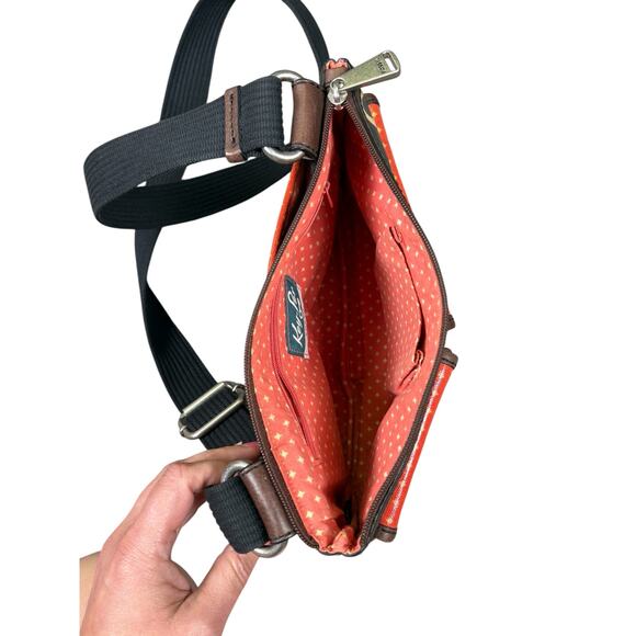 Fossil Key-Per Coated Canvas Swan Crossbody Bag Purse Boho Colorful Artsy Unique - Picture 7 of 11